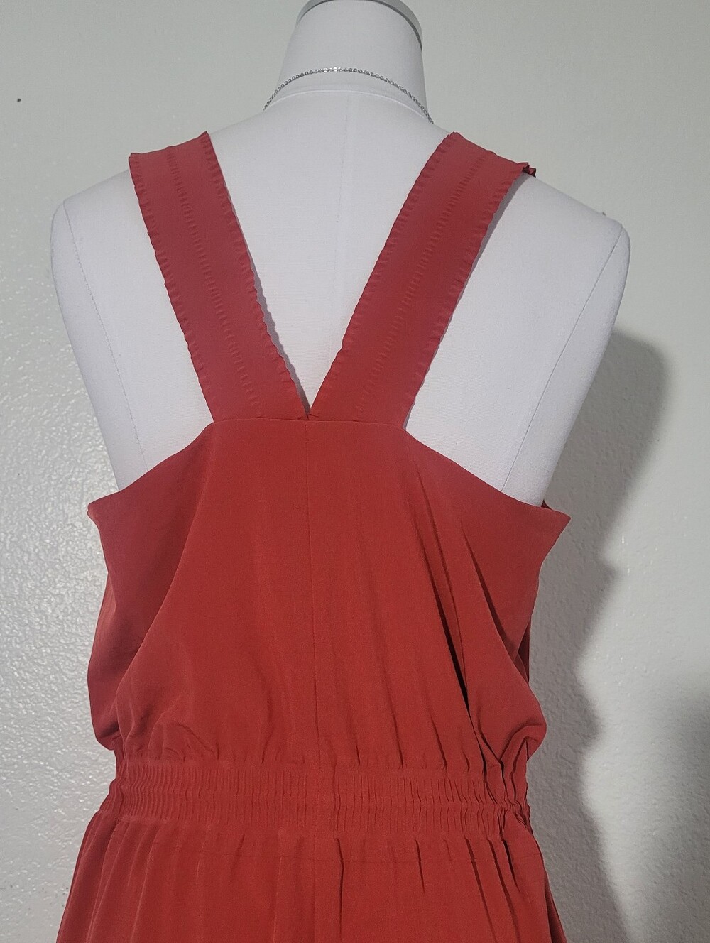 Athleta Savannah Jumpsuit V-Neck Wide Leg Featherweight Stretch Currant Size 12 - Picture 8 of 13